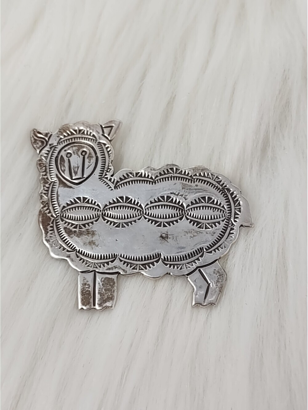 Sterling Silver 925 Sheep Lamb Brooch Pin Southwestern Style
